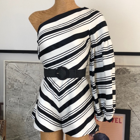 ALEXIS Striped One-Shoulder Jumpsuit Size M